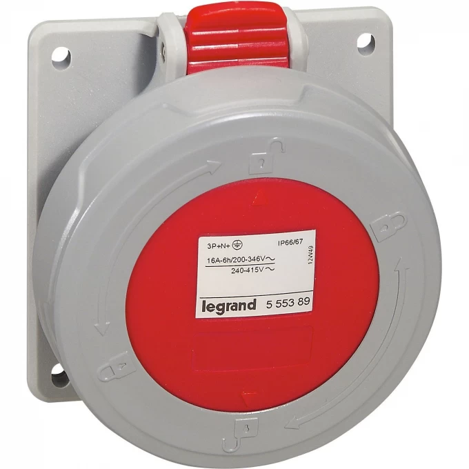 Встраиваемая розетка LEGRAND P17 Tempra Pro IP 66/67 380/415 В 16 A 3К+Н+З 555389