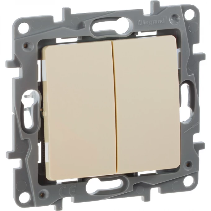 Выключатель LEGRAND Etika двухклавишный 10 A 250 В слоновая кость 672302 Выключатель LEGRAND Etika двухклавишный 10 A 250 В слоновая кость 672302