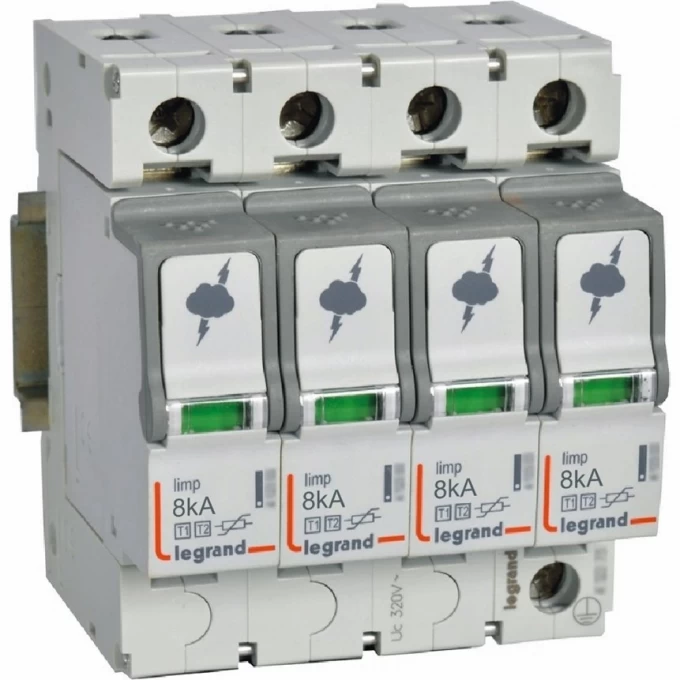 Разрядник LEGRAND УЗИП T1+T2 8KA 4P 412253 Разрядник LEGRAND УЗИП T1+T2 8KA 4P 412253