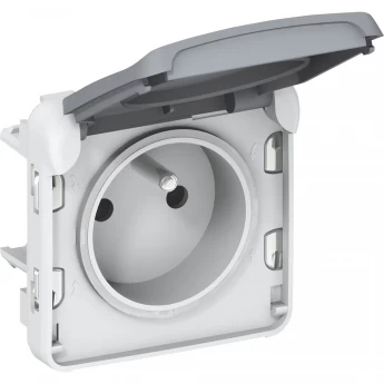 Розетка LEGRAND PLEXO 2К+З фр. ст., серый 69551